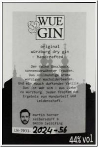 Wue Gin 0,5L 44% vol. Wuerzburger Dry Gin handcrafted