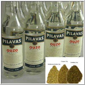Ouzo Pilavas Nektar 18x 0,7l 38%vol. Gratisbeigabe 90g Kraeuter